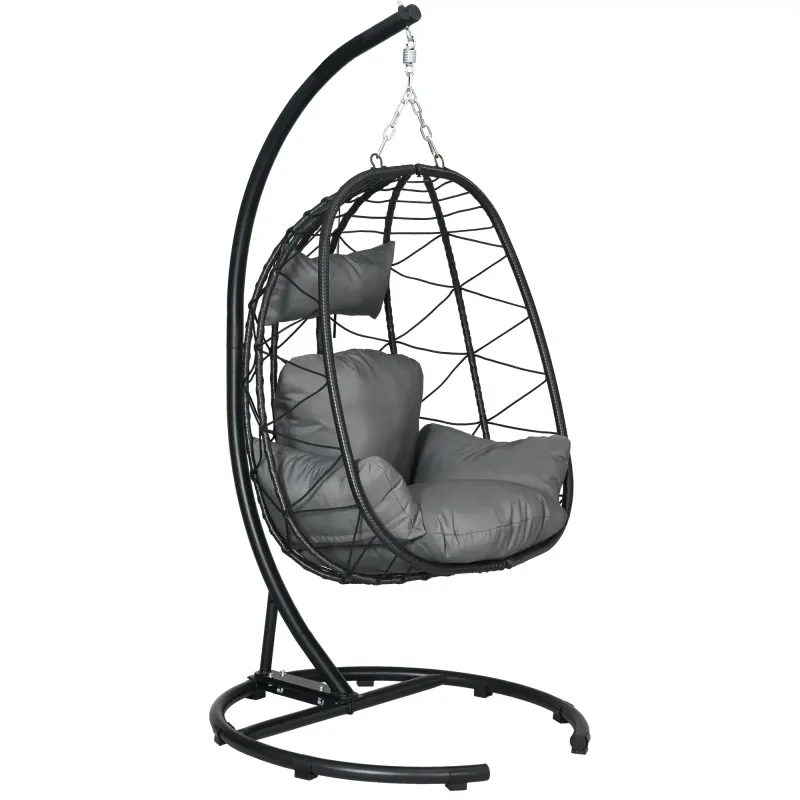 Hängesessel Outdoor Hängesessel Egg Chair, wetterbeständig, inkl. Polster, 102 cm x 102 cm x 195 cm