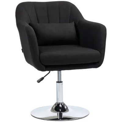 Drehstuhl, höhenverstellbarer Bürostuhl, leinenartiges Polyester, Metall, 60 x 60 x 79-91 cm, Schwarz