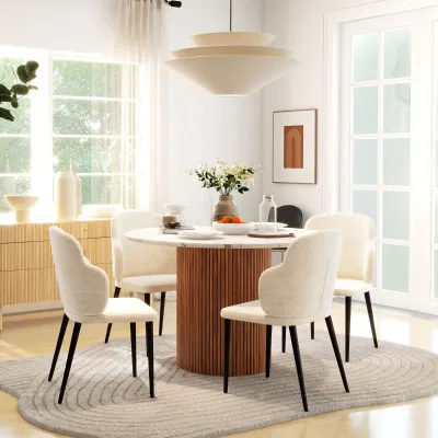 4er-Set Stühle Akzentstühle, Skandi Design, Samtoptik, 54 cm x 56 cm x 86 cm, Beige + Schwarz