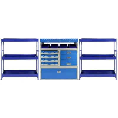 Fahrzeugeinrichtung Universal – Stahl, Blau, abschliessbar, 116,5 x 115 x 34,8 cm, Schubladen &amp; Kisten, 60 kg