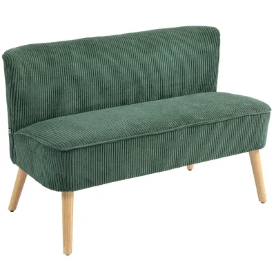 2-Sitzer Polstersofa, Holz, Samtartiges Polyester, Schaumstoff, 117 x 56,5 x 77 cm, Grün