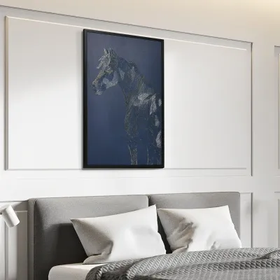 Kunstdruck mit Pferdemotiv, UV-Druck, Prägetechnik, 93 cm x 2,5 cm x 63 cm, Mehrfarbig