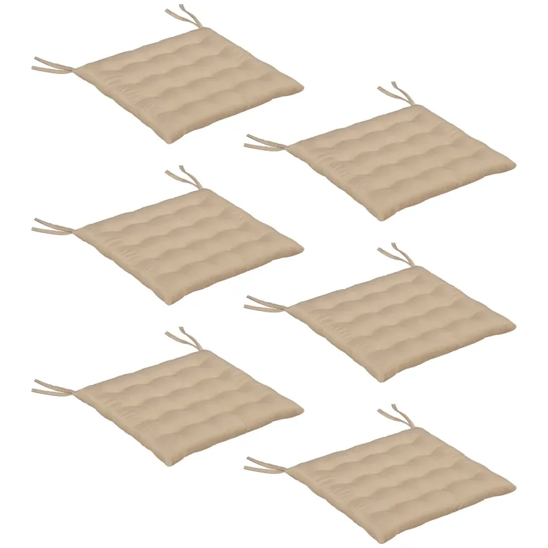 6er Set Gartenstuhl-Kissen, Gestepptes Gartenstuhlkissen 40L x 40B cm