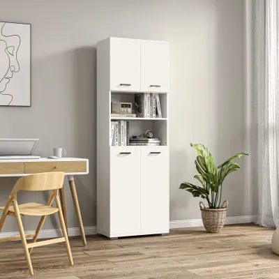 Badezimmerschrank, Küchenschrank mit 2 Schränken und 2 Regalen, Weiss