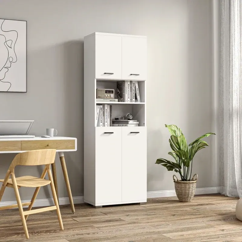 Badezimmerschrank, Küchenschrank mit 2 Schränken und 2 Regalen, Weiss