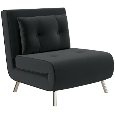 Liegesessel Gästebett Schlafsessel, Knopfheftung, Leinenoptik, 77 cm x 88 cm x 83 cm, schwarz
