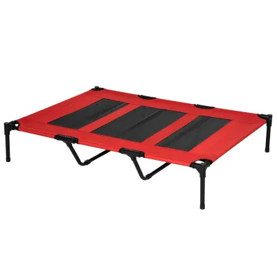Outdoor-Hundebett, erhöhter Stand, 122 cm x 92 cm x 23 cm , Rot + Schwarz