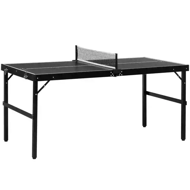Tischtennisset faltbar Schloss und Griff Aluminiumrahmen Schwarz