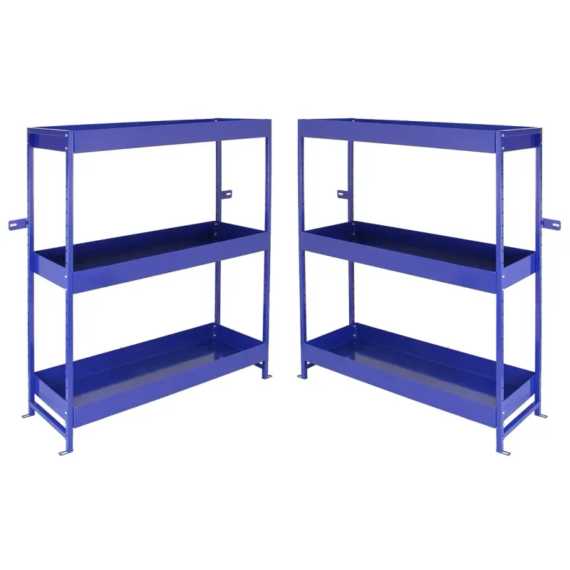 Set: 2 x Fahrzeugeinrichtung Auto‑Regal – Stahl, Blau, 101 x 36 x 116 cm, 6 Böden (4 höhenverstellbar), pulverbeschichtet