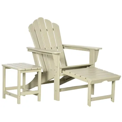 Adirondack Liegestuhl-Set mit Fusshocker und Beistelltisch, klappbar, HDPE, 78 cm x 135 cm x 95 cm