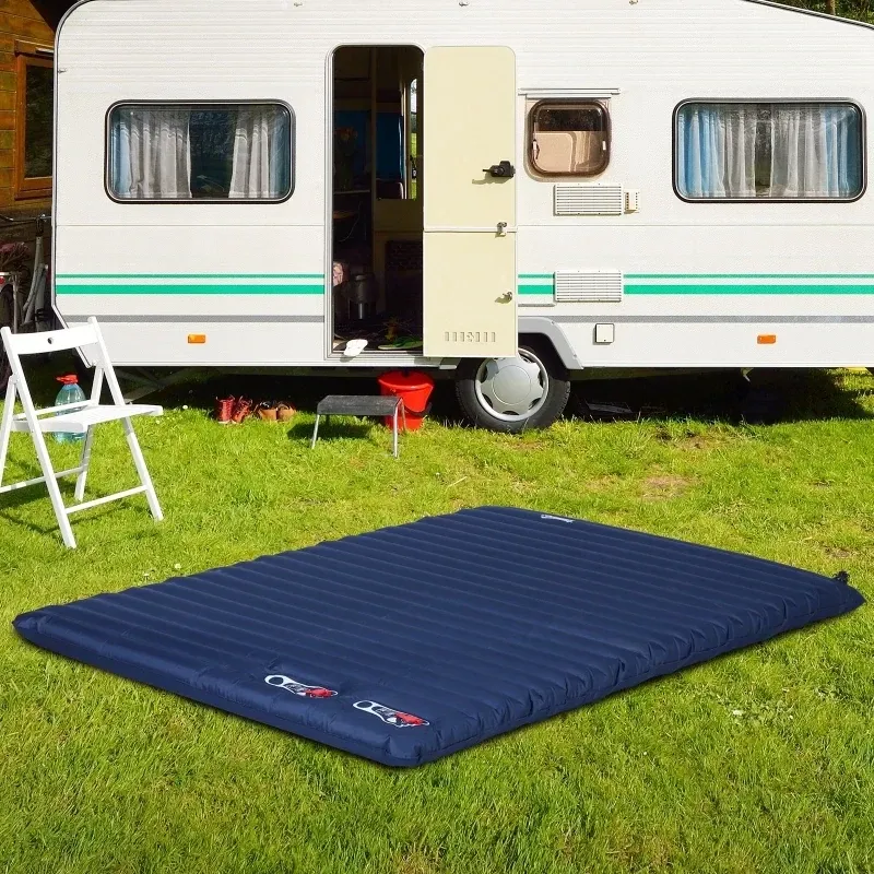 Grosse Luftmatratze Aufblasbare Luftbett Camping Matratze Schlafmatte Pongee Blau  L195 x B138 x H10 cm