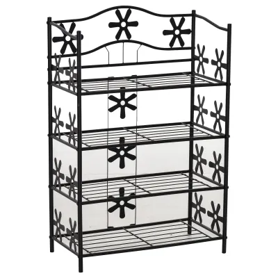 Schuhregal, Blumenregal, 4 Etagen Metall Schwarz 59,5 x 30 x 92 cm