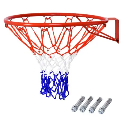 Ø 45 cm Basketballkorb mit Netz für In- und Outdoor Rot + Weiss + Blau