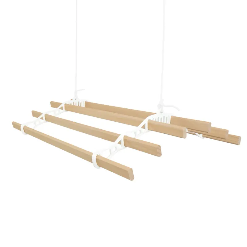 viktorianischer Decken-Wäscheständer 0,9 m mit 6 Latten -  aus lackiertem Kiefernholz mit Flaschenzugsystem