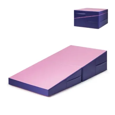 Schräge Gymnastikmatte keilförmige Weichbodenmatte klappbar 2 in 1 Turnmatte mit Tragegriff 150 x 75 x 36 cm Rosa+Lila