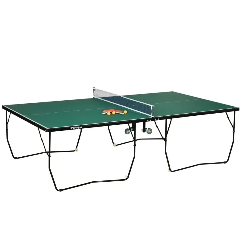 Tischtennisplatte klappbar, 8 Räder, inkl. Schläger und Bälle, grün
