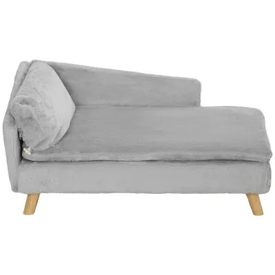 Hundebett, Hundesofa, waschbarer Plüschbezug, bis 20 kg, 80 x 50 x 40 cm, Hellgrau
