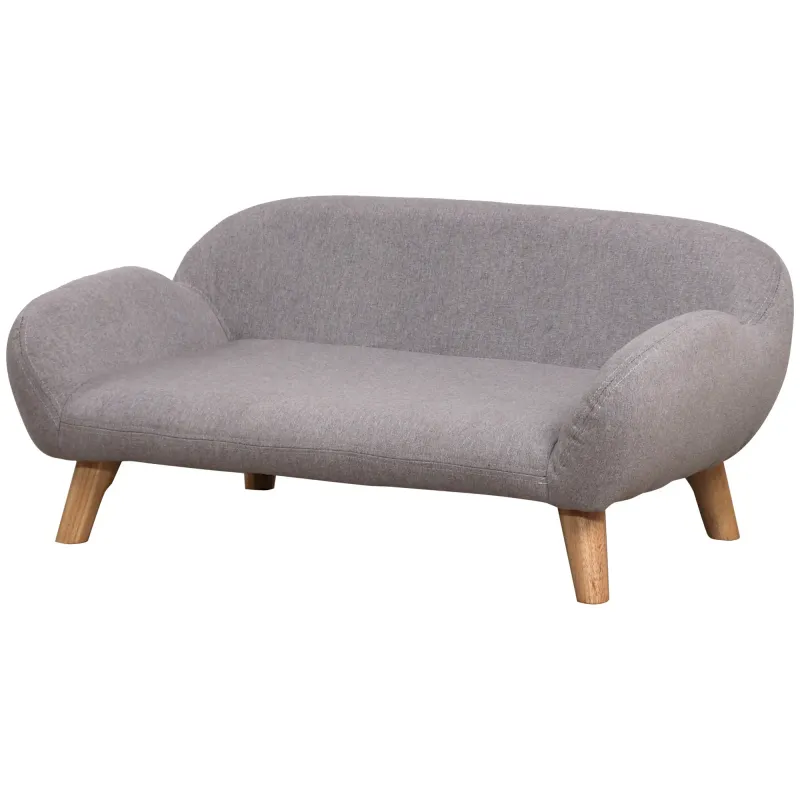 Hundesofa de Luxe im skandinavischen Stil, schlanke Holzfüsse, Stoffbezug 72 x 44 x 31 cm - Grau