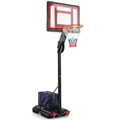 Höhenverstellbarer Basketballständer Basketballkorb mit Ständer &amp; 2 Rädern 105-260 cm Schwarz