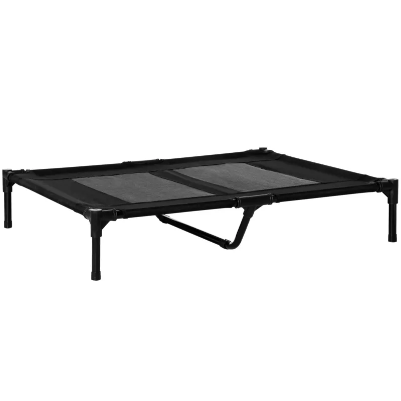 Hundebett, Outdoor, Katzenbett, klappbar, atmungsaktiv, Schwarz 92Lx76Bx18H cm