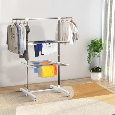 Wäschetrockner Wäscheständer Turmwäscheständer mit 2 Ebenen