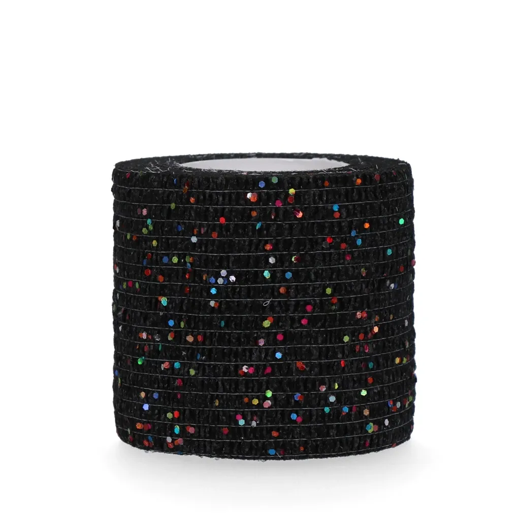 12 Stück - Animal Glitter Bandage Pro – 5 cm oder 10 cm – Schwarz – Selbstklebend - Elastisch