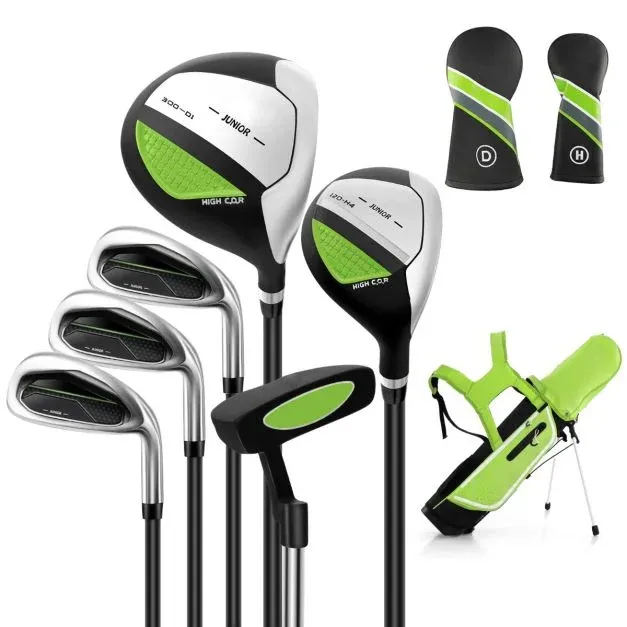 6-teiliges Kinder Golfschläger Set mit Golftasche &amp; Regenhaube Grün