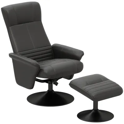 Relaxsessel, Polstersessel, Akzentsessel mit Hocker, drehbar, ergonomisch, Mikrofasertuchoptik, bis 150 kg, Schwarz