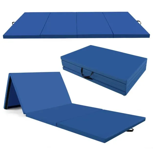 300 x 117 x 5 cm Weichbodenmatte aus Kunstleder mit Kletterverschluss &amp; Tragegriffen blau