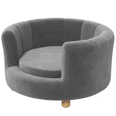 Hundesofa Waschbares Hundebett mit Rückenlehne und Holzbeinen für kleine Hunde Grau