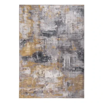 Teppich pfegeleicht Kurzflor Grau-Gelb 170 x 120 x 0,7 cm