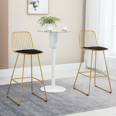 2er-Set Barhocker im Retrodesign Stahl Gold Schwarz