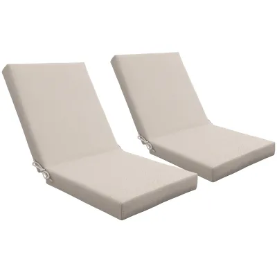 Set mit 2 Sitzauflagen für Stuhl mit Rückenlehne mit Befestigungsriemen Polsterung 8 cm, 112L x 51B cm, Beige