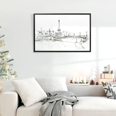Kunstdruck mit Eiffelturm-Motiv, UV-Druck, Prägetechnik 93 cm x 2,5 cm x 63 cm Kunstdruck mit Eiffelturm-Motiv, UV-Druck, Prägetechnik 93 cm x 2,5 cm x 63 cm