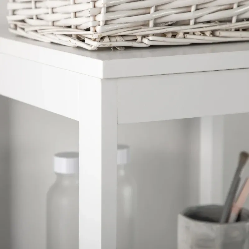 Badezimmerschrank, 2 Regale, 3 Schubladen, wasserabweisend, Weiss