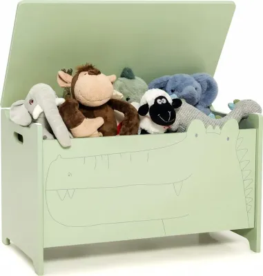 Spielzeugkiste Krokodil Holztruhe für Kinder grün