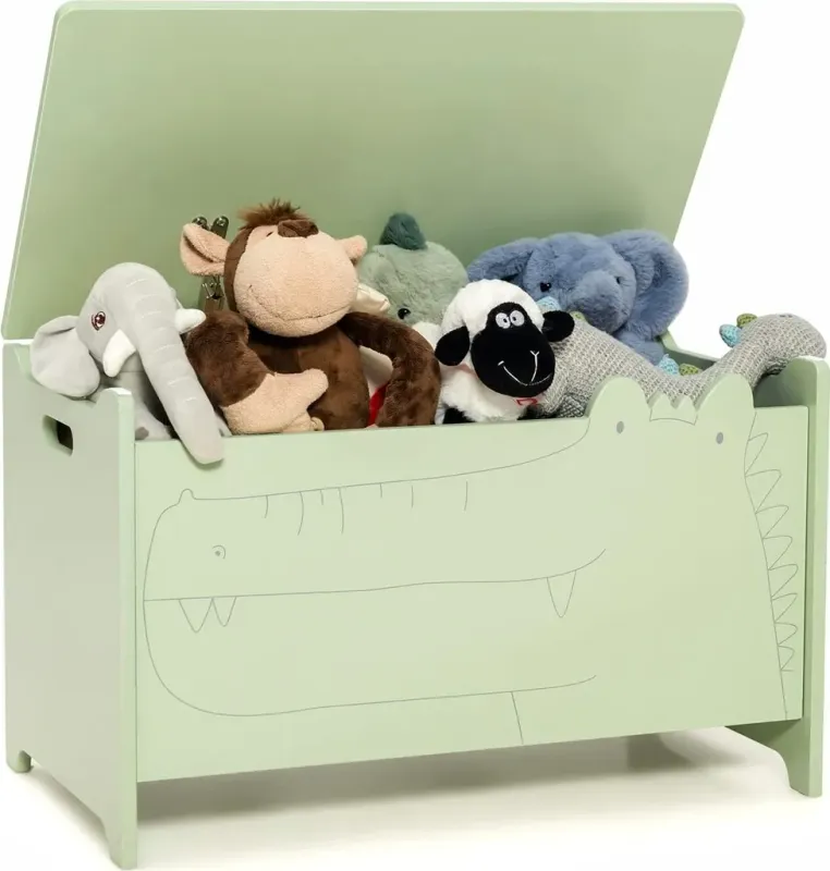 Spielzeugkiste Krokodil Holztruhe für Kinder grün