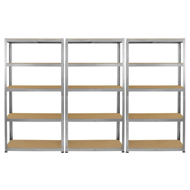 Set: 6 x Galwix Lagerregal 90 x 30 x 180 cm – 5 Böden, 175 kg je Boden, verzinkter Stahl, schraubenlos