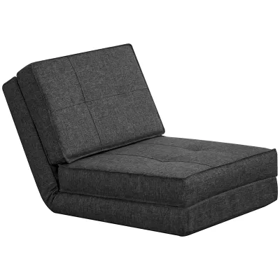 Sessel - Faltbare Gästematratze - Convertible Sessel - Verstellbare Rückenlehne in 5 Positionen - Stoff Polyester-Linen-Optik Grau