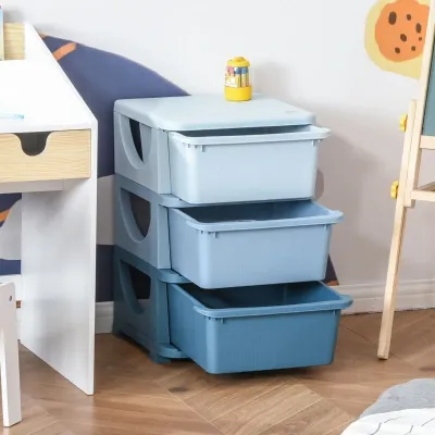 Schubladenschrank für Kinder 3 Schubladen blau