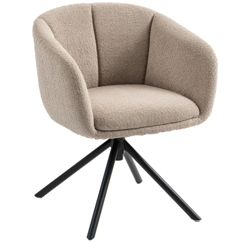 Drehbarer Polsterstuhl, bequeme Sitzschale, kuscheliger Bezug, Hellbraun – 58,5B x 59T x 78,5H cm, 120 kg