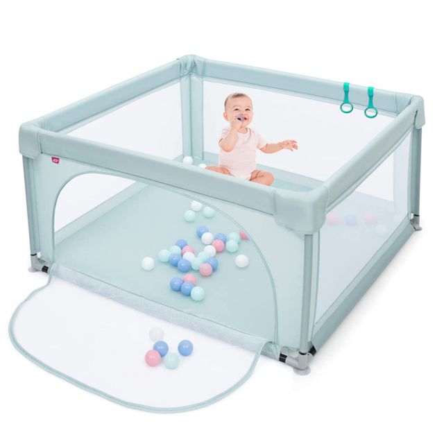 Baby-Laufstall Tragbarer Laufstall mit Bällen 120 x 120 x 68 cm Blau