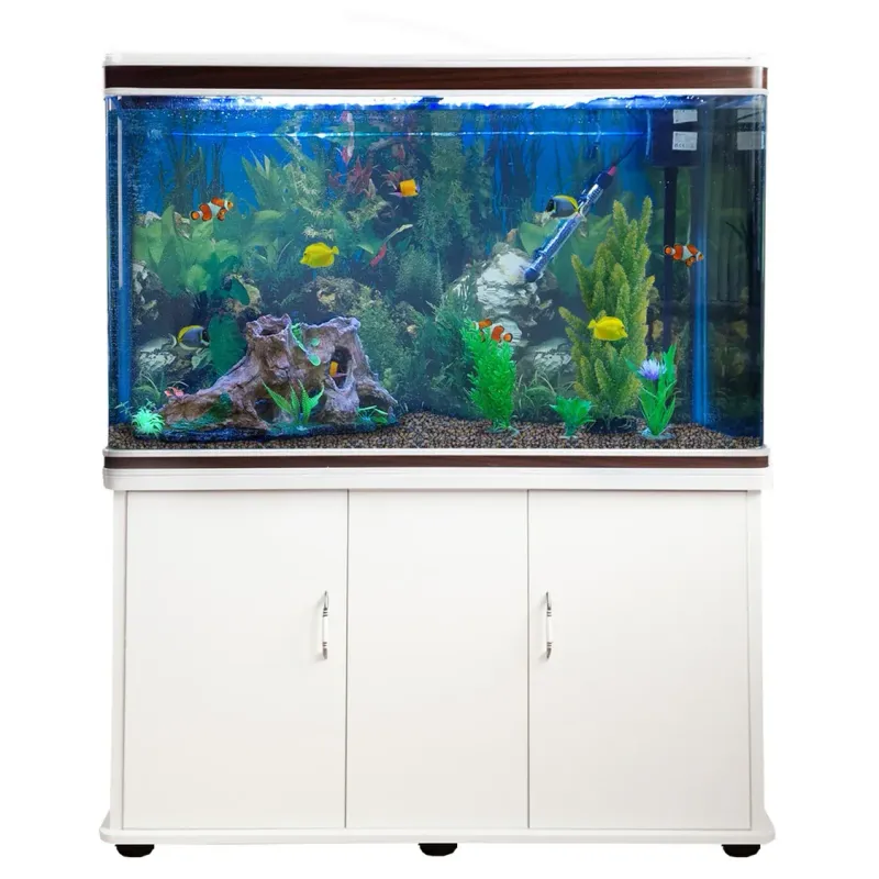 300-Liter Aquarium Komplettset mit weissem Unterschrank | Filter, Heizer, LED