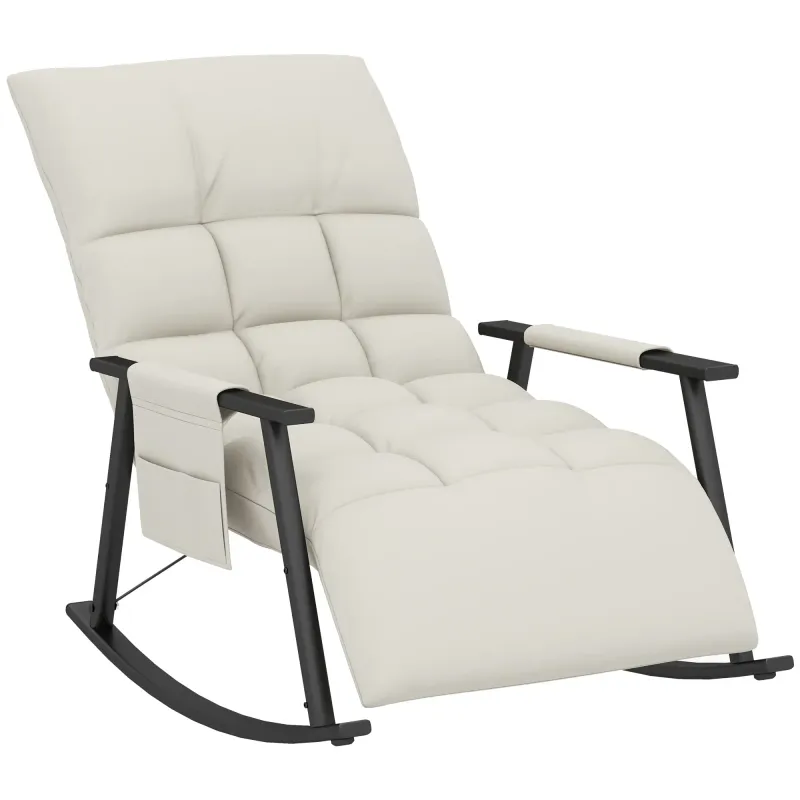 Schaukelstuhl/Stillstuhl, verstellbare Rückenlehne & Fussstütze, Creme – 60L x 134B x 70H cm, 120 kg Schaukelstuhl/Stillstuhl, verstellbare Rückenlehne & Fussstütze, Creme – 60L x 134B x 70H cm, 120 kg