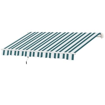 Markise, Sonnenstore mit Handkurbel Alu Weiss+Grün 395 x 245 cm