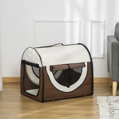 Hundetransportbox, faltbar, Grösse L 70x51x59 cm, kaffeebraun-creme