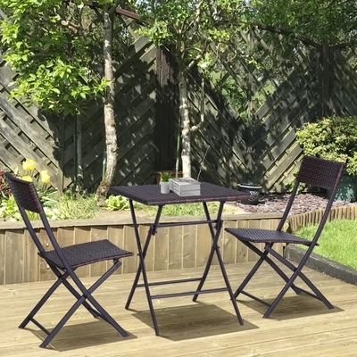 Rattan Gartenmöbel Set 2 Personen | Klappbar &amp; wetterfest | Braun