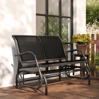 2-Sitzer Gartenbank mit Schaukelmechanismus 120 x 70 x 85 cm Schwarz