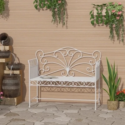 Gartenbank 2-Sitzer Metall Weiss