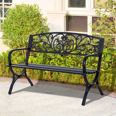 Gartenbank 2-Sitzer Metall 240kg 127x60x85 cm | Schwarz
